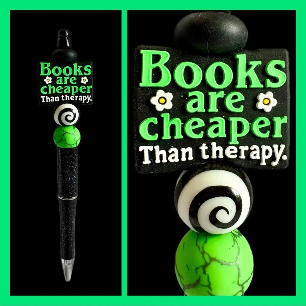 Books are Cheaper than Therapy - Custom Ink Pen - Black